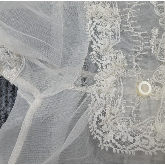 Vintage Baby Chiffon Dress Girls 0-6M Peasant Prairie Victorian Baptism Lace - Picture 2 of 5